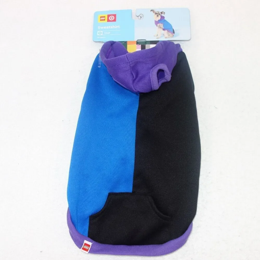 NEW Lego Target Dog Hoodie Sweatshirt Color Block Blue Black Purple Size Medium